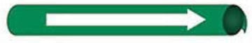 Pipe Marker - Precoiled and Strap-on - Direction Arrow, Green, For Pipe 3-3/8" - 4-1/2",12"W