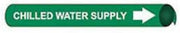 Pipe Marker - Precoiled and Strap-on - Chilled Water Supply, Green, For Pipe 3-3/8" - 4-1/2",12"W