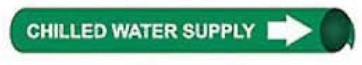 Pipe Marker - Precoiled and Strap-on - Chilled Water Supply, Green, For Pipe 3-3/8" - 4-1/2",12"W