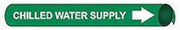 Pipe Marker - Precoiled and Strap-on - Chilled Water Supply, Green, For Pipe 2-1/2" - 3-1/4",12"W