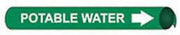 Pipe Marker - Precoiled and Strap-on - Potable Water, Green, For Pipe 3-3/8" - 4-1/2",12"W