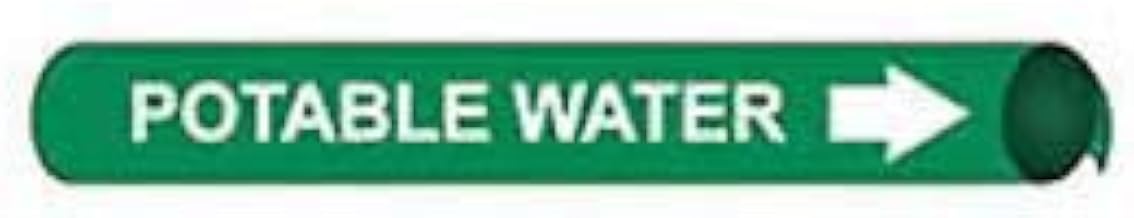 Pipe Marker - Precoiled and Strap-on - Potable Water, Green, For Pipe 3-3/8" - 4-1/2",12"W