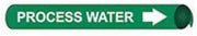 Pipe Marker - Precoiled and Strap-on - Process Water, Green, For Pipe 3-3/8" - 4-1/2",12"W