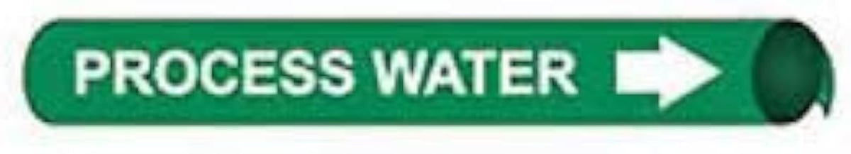 Pipe Marker - Precoiled and Strap-on - Process Water, Green, For Pipe 3-3/8" - 4-1/2",12"W