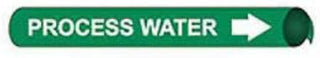 Pipe Marker - Precoiled and Strap-on - Process Water, Green, For Pipe 3-3/8" - 4-1/2",12"W