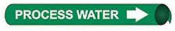 Pipe Marker - Precoiled and Strap-on - Process Water, Green, For Pipe 3-3/8" - 4-1/2",12"W