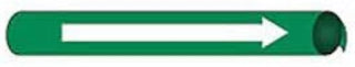 Pipe Marker - Precoiled and Strap-on - Direction Arrow, Green, For Pipe 1-1/8" - 2-3/8",8"W