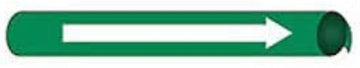 Pipe Marker - Precoiled and Strap-on - Direction Arrow, Green, For Pipe 1-1/8" - 2-3/8",8"W