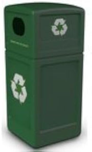 Commercial Zone Square Plastic Recycling Container, 42 Gallon, Green
