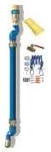 Dormont 1675KIT2S24PS 3/4" Blue Hose Moveable Gas Connector Kit 24" Long with Blue PVC, 1 SnapFast QD, 2 Swivel MAX, 1 Full Port Valve & 1 Pair of Safety Set