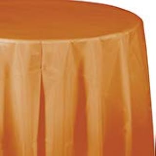 Creative Converting Club Pack Solid Color Pumpkin Spice Plastic Tablecover 82in Round, Box 12 Tablecovers