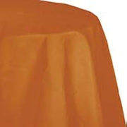 Creative Converting Club Pack Solid Color Pumpkin Spice Paper Tablecover with Plastic Lining 82in Round, Box of 12 tablecovers