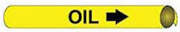 Pipe Marker - Precoiled and Strap-on - Oil, Yellow, For Pipe 1-1/8" - 2-3/8",8"W
