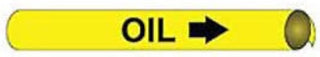 Pipe Marker - Precoiled and Strap-on - Oil, Yellow, For Pipe 1-1/8" - 2-3/8",8"W