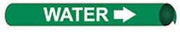 Pipe Marker - Precoiled and Strap-on - Water, Green, For Pipe 3-3/8" - 4-1/2",12"W