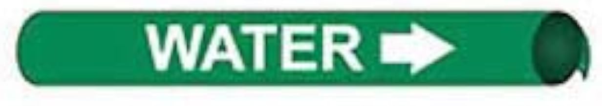 Pipe Marker - Precoiled and Strap-on - Water, Green, For Pipe 3-3/8" - 4-1/2",12"W