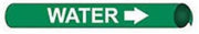 Pipe Marker - Precoiled and Strap-on - Water, Green, For Pipe 1-1/8" - 2-3/8",8"W