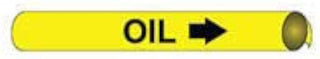 Pipe Marker - Precoiled and Strap-on - Oil, Yellow, For Pipe 4-5/8" - 5-7/8",12"W