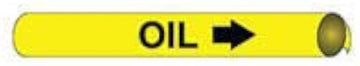 Pipe Marker - Precoiled and Strap-on - Oil, Yellow, For Pipe 4-5/8" - 5-7/8",12"W