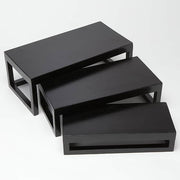 American Metalcraft Wood Riser Set, 3 - 6" High, Black - Rectangle