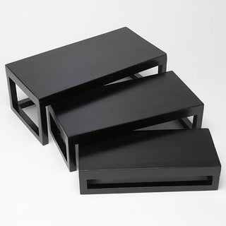 American Metalcraft Wood Riser Set, 3 - 6" High, Black - Rectangle