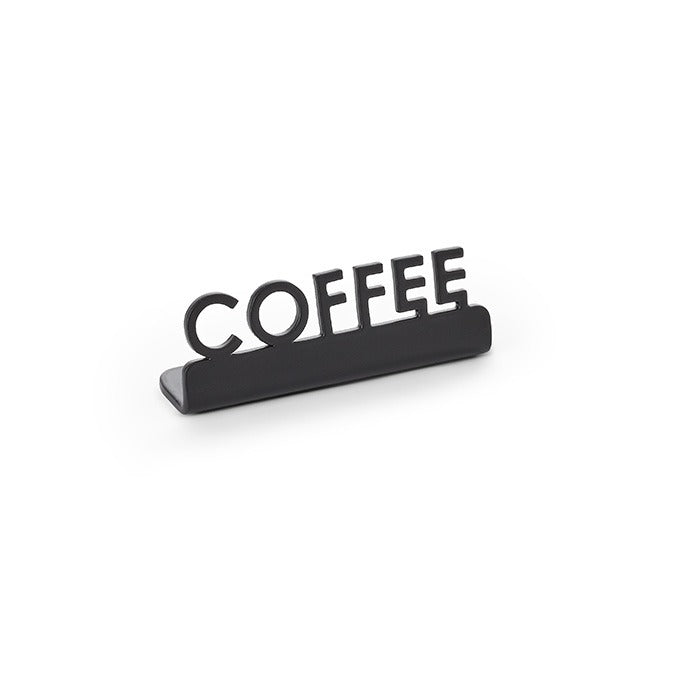 American Metalcraft Stainless Steel Sign, 5/8" Wide, Black, 12/Case - 2 1/8" "Coffee"