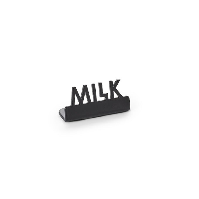 American Metalcraft Stainless Steel Sign, 5/8" Wide, Black, 12/Case - 1 1/2" "Milk"