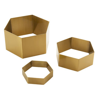American Metalcraft Stainless Steel Riser Set, 1 1/2 - 5" High, Gold - Hexagon