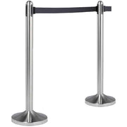 American Metalcraft Crowd Control Stanchion, 84" Long, Silver - Black