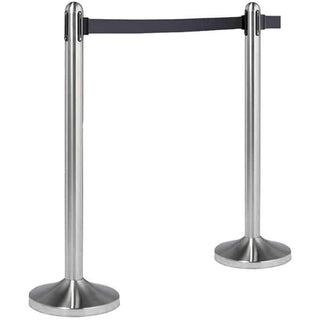 American Metalcraft Crowd Control Stanchion, 84" Long, Silver - Black
