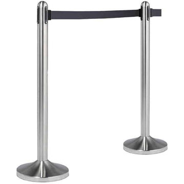 American Metalcraft Crowd Control Stanchion, 84" Long, Silver - Black