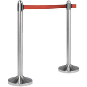 American Metalcraft Crowd Control Stanchion, 84" Long, Silver - Red