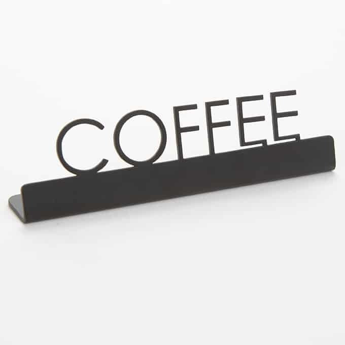 American Metalcraft Stainless Steel Sign, 3/4" Wide, Black - 5" 1/2" "Coffee"