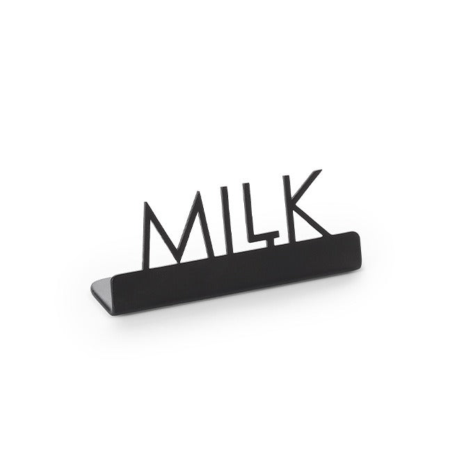 American Metalcraft Stainless Steel Sign, 7/8" Wide, Black, 12/Case - 3" "Milk"