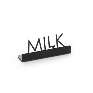 American Metalcraft Stainless Steel Sign, 7/8" Wide, Black, 12/Case - 3" "Milk"