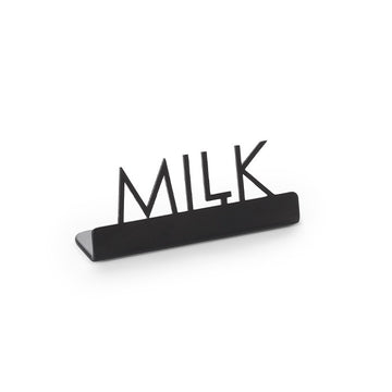 American Metalcraft Stainless Steel Sign, 7/8" Wide, Black, 12/Case - 3" "Milk"