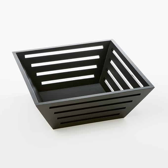American Metalcraft Wood Bread Basket, Black - 12"