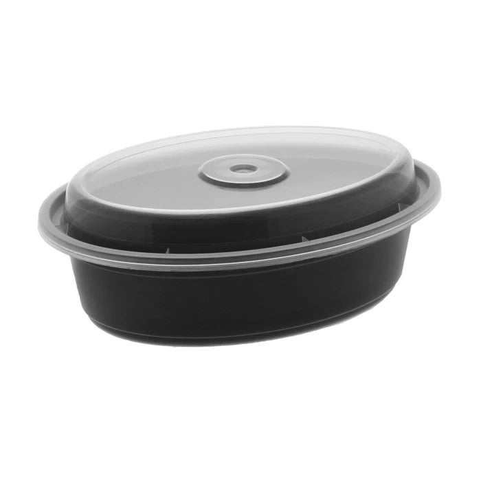 Newspring Polypropylene Container Lid, Black, 150/Case - 16 oz.