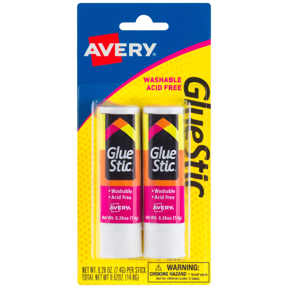 Avery Permanent GlueStick, White - 2/Pack