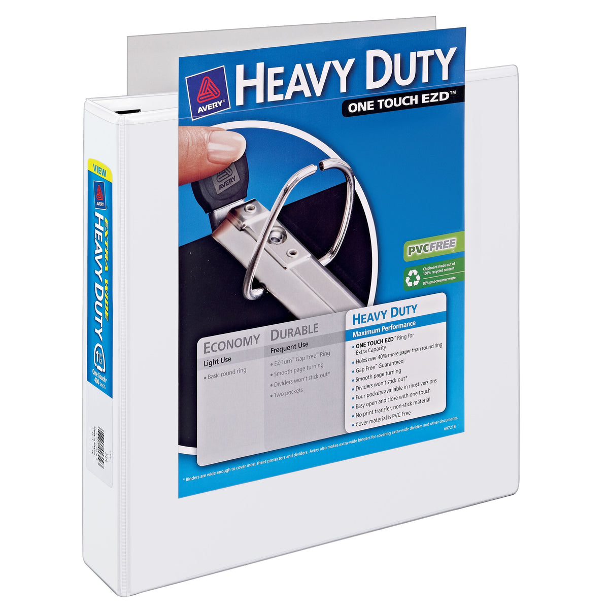 Avery Heavy-Duty Binder, Letter, White - 1319 1 1/2"