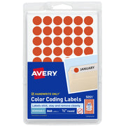 Avery Label, 1/2" Diameter, 840/Pack - Red