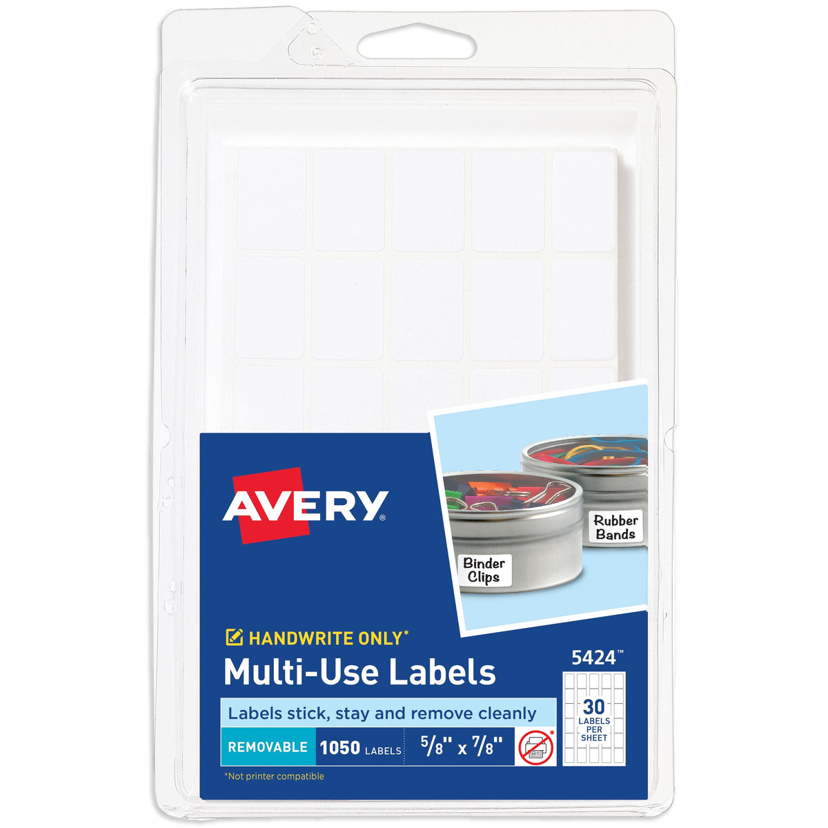 Avery 05424 Label, 5/8" x 7/8", White, 1,050/Pack - Default Title