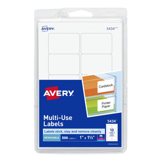 Avery Label, 1 1/2" Long, White - 1"