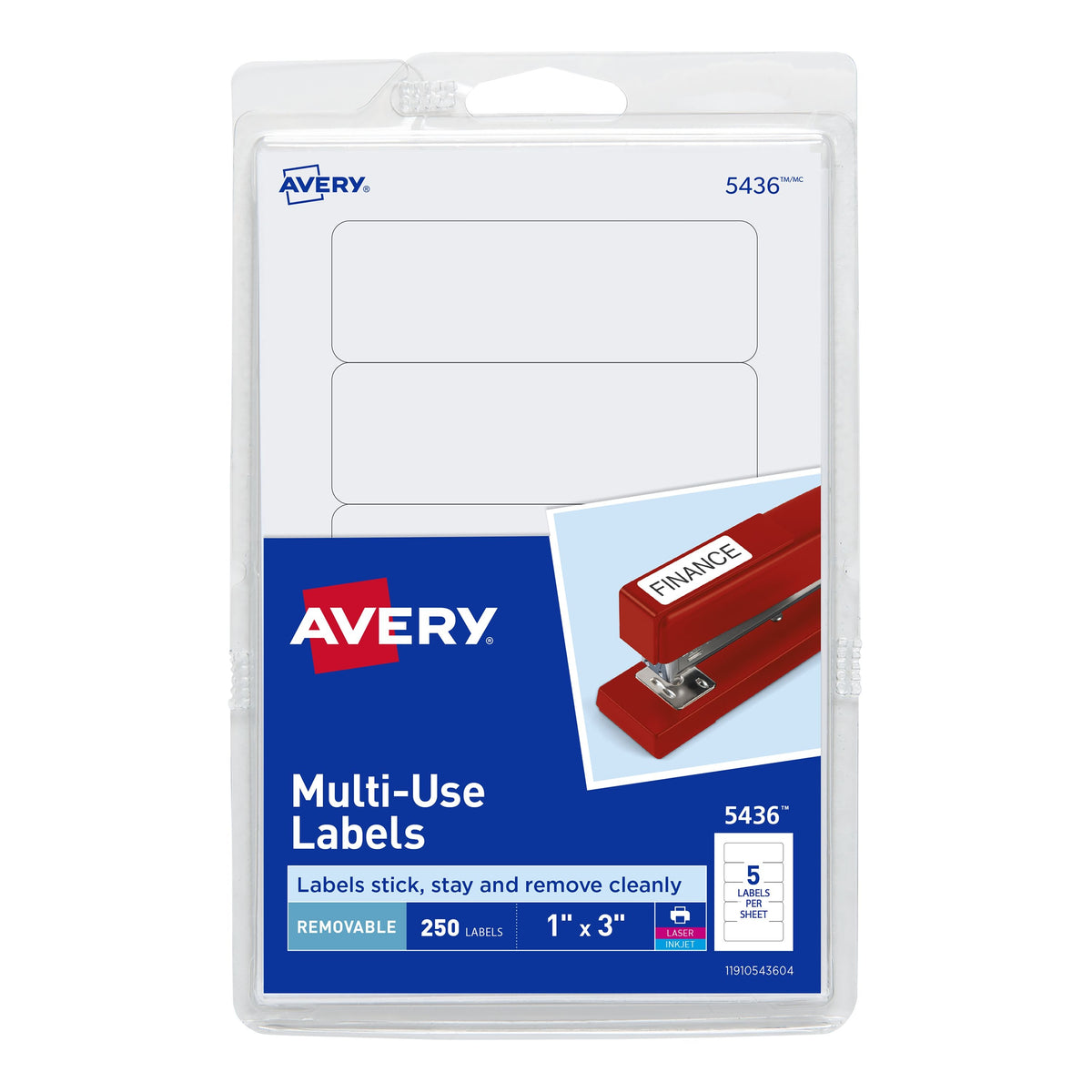 Avery Label, White - 1" x 3"