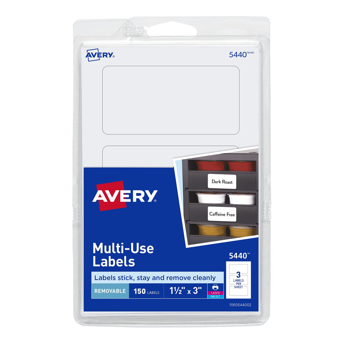 Avery Label, White - 1 1/2" x 3"