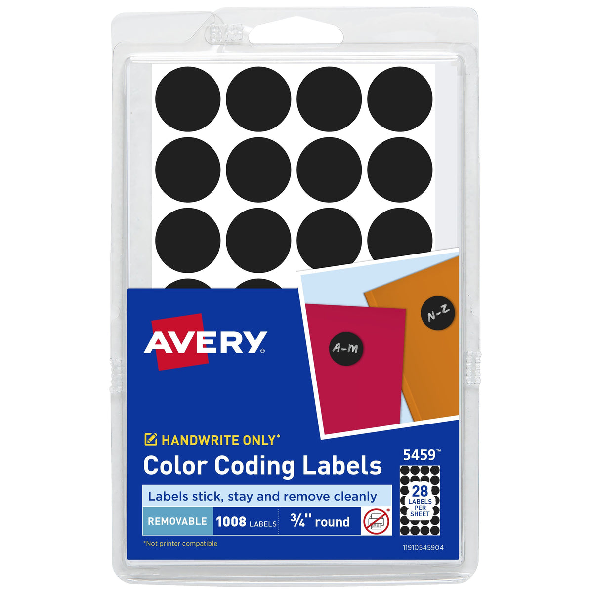 Avery Label, 3/4" Diameter, 1,008/Pack - 5459 Black