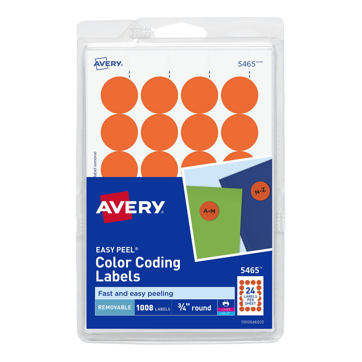Avery Label, 3/4" Diameter, 1,008/Pack - 5465 Orange Printable