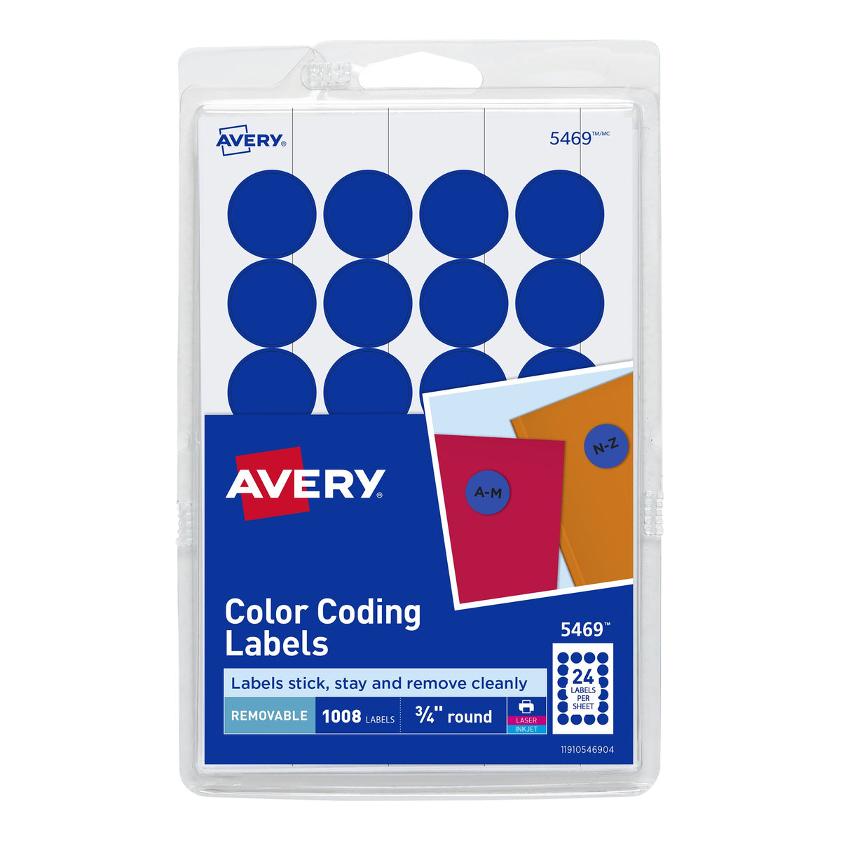 Avery Label, 3/4" Diameter, 1,008/Pack - 5469 Dark Blue Printable