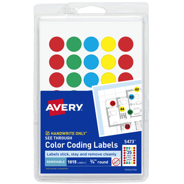 Avery 05473 Color-Coding Label, 3/4" Diameter, Assorted, 1,015/Pack - Default Title
