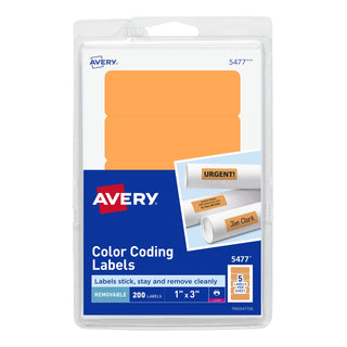 Avery 05477 Label, 1" x 3", Orange, 200/Pack - Default Title